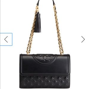Tory Burch Fleming Crossbody Black Quilted Bag